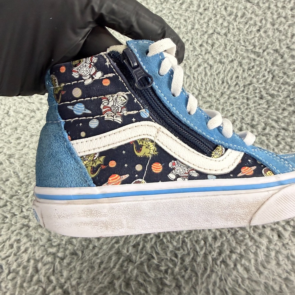 Vans SK8-Hi Astronaut Shoes Kid Boys Size 12.5 Blue Zip Up Hi-Top Sneakers - Picture 6 of 10